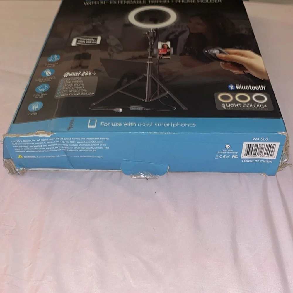 Bower 8” Selfie Ring Light Studio with Tripod Stand and Phone Holder – 8” LED